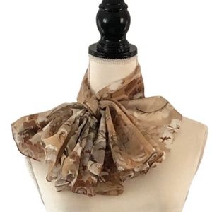 Vintage Oblong Brown, Tan & Cream Floral Scarf